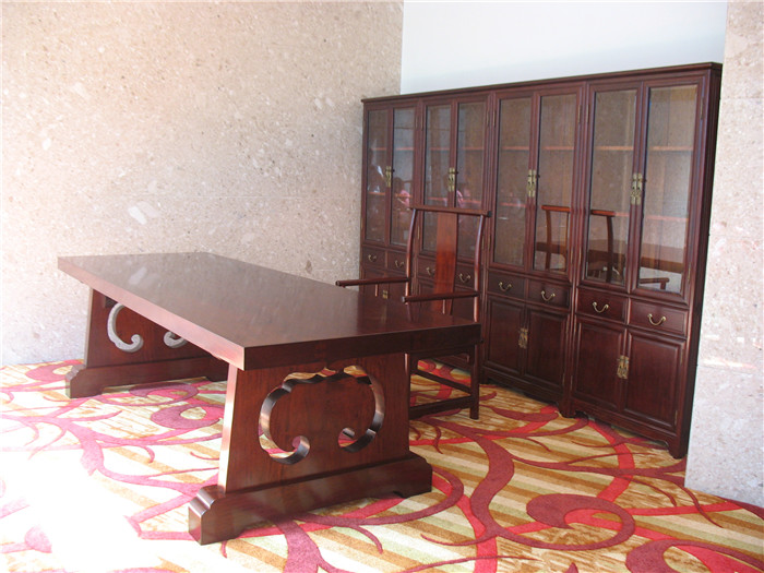 云頭架墩大畫(huà)案書(shū)櫥組合