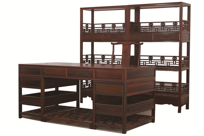 明式畫臺(tái)書架組合